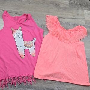 Girls 16 Tank Tops Children's Place Llama Pink Neon Orange